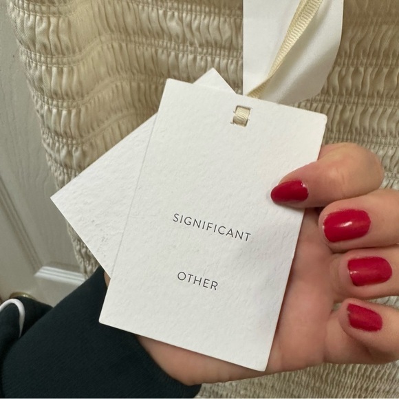 NWT Significant Other Emille Mini Linen Dress Cream white Smocked Dress short 8 - Picture 9 of 12